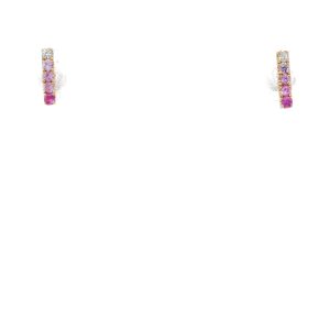 14k Yellow Gold Pink Sapphire Bar Stud Earrings