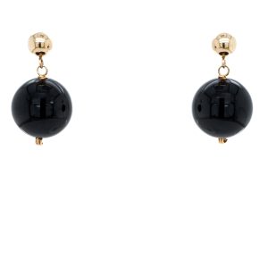 14k Yellow Gold Onyx Drop Earrings