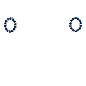 10k White Gold Sapphire Open Oval Stud Earrings
