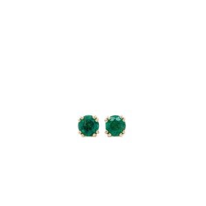 14k Yellow Gold Emerald Stud Earrings