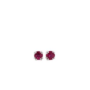 14k White Gold Ruby Stud Earrings