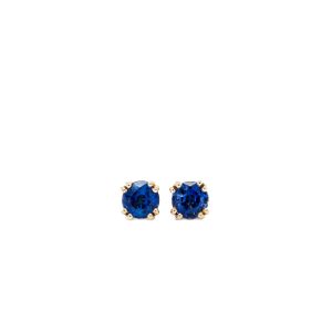 14k Yellow Gold Sapphire Stud Earrings