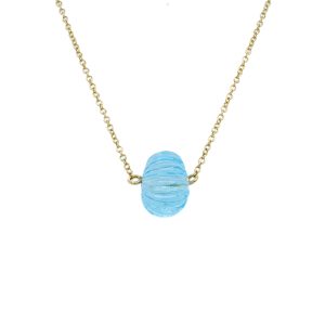 14k Yellow Gold Blue Topaz Rondelle Pendant