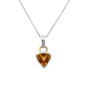 Sterling Silver and 14k Yellow Gold Citrine Bezel Pendant