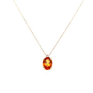 10k Yellow Gold Citrine and Diamond Birthstone Pendant