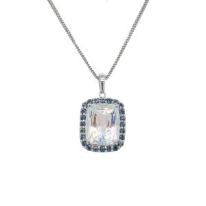 14k White Gold Moonstone and Color Change Garnet Pendant