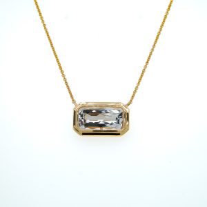 14k Yellow Gold White Topaz Bezel Pendant
