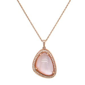 14k Rose Gold Rose Quartz and Mother of Pearl Pendant