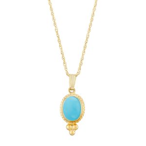 14k Yellow Gold Turquoise Oval Pendant
