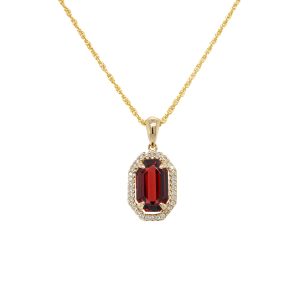 14k Yellow Gold Garnet and Diamond Pendant