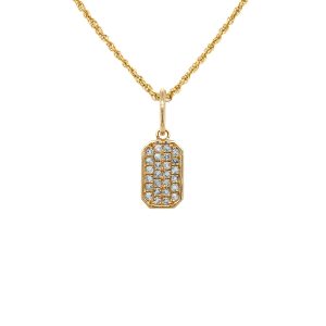 14k Yellow Gold Blue Topaz Small Dog Tag Pendant