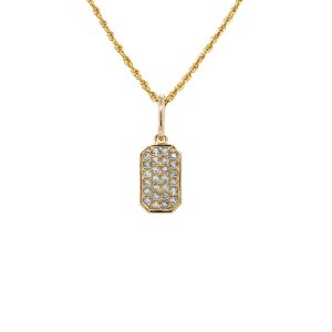 14k Yellow Gold Aquamarine Small Dog Tag Pendant
