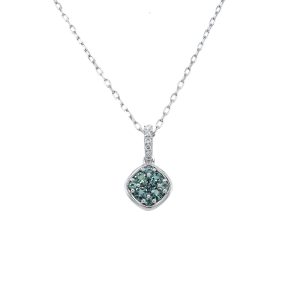 14k White Gold Alexandrite and Diamond Cluster Pendant