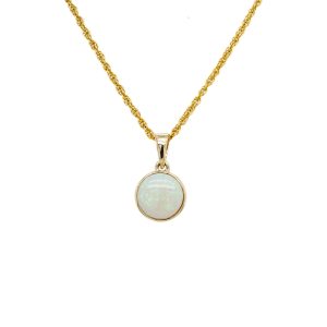 14k Yellow Gold Opal Bezel Pendant