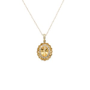 10k Yellow Gold Citrine and Diamond Pendant