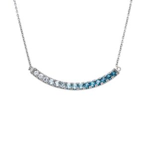 10k White Gold Blue Topaz Ombre Bar Necklace