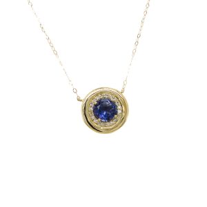 10k Yellow Gold Iolite and Diamond Necklace