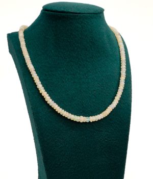 White Ethiopian Opal Rondelle 16 Inch Necklace