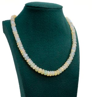 White Ethiopian Opal Rondelle 16 Inch Necklace