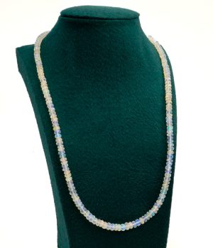 White Ethiopian Opal Rondelle 16 Inch Necklace