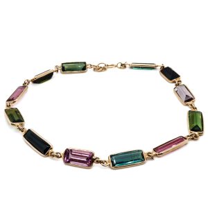 14k Yellow Gold Multi-Color Tourmaline Bracelet