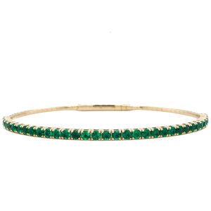 14k Yellow Gold Emerald Flex Bangle Bracelet