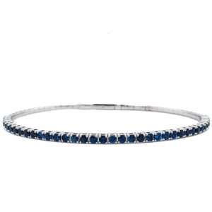 14k White Gold Sapphire Flex Bangle Bracelet