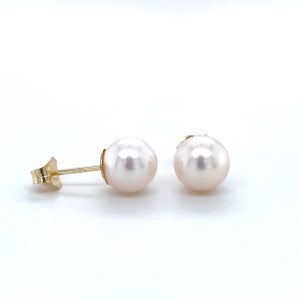 14k Yellow Gold 8mm Pearl Stud Earrings