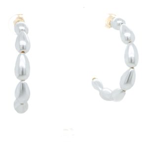 Sterling Silver Yellow Gold Plated Pearl J-Hoop Earrings