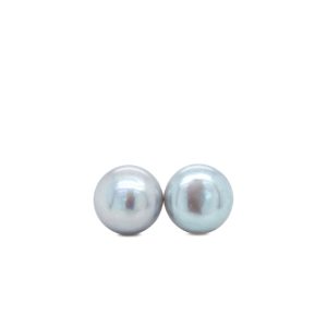 Sterling Silver Grey Pearl Button Stud Earrings
