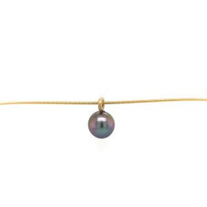 18k Yellow Gold Tahitian Pearl Flexible Chain Pendant