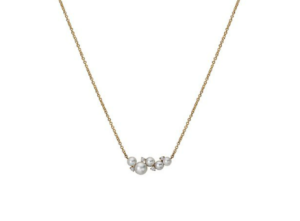 14k Yellow Gold Pearl and Diamond Cluster Pendant