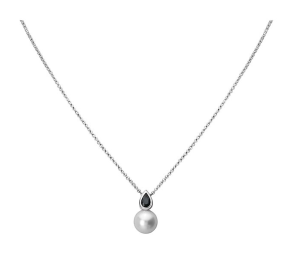 14k White Gold Onyx and Pearl Pendant