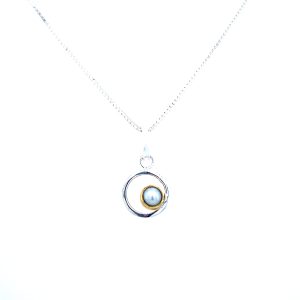 Sterling Silver and 22k Yellow Gold Vermeil Pearl Pendant