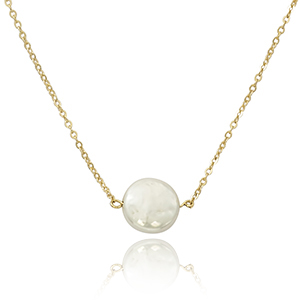 14k Yellow Gold Coin Pearl Necklace