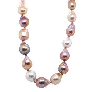 14k Yellow Gold Multi-Colored Baroque Freshwater Pearl Strand