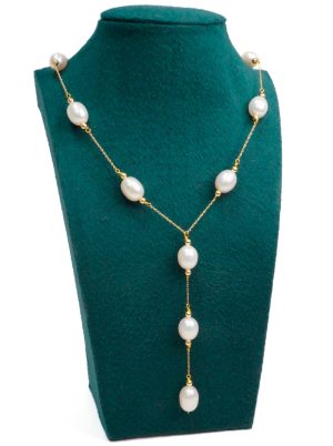 14k Yellow Gold Freshwater Pearl Y Necklace