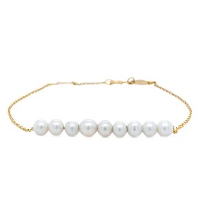 14k Yellow Gold Freshwater Pearl Chain Bracelet