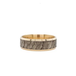14k Two Tone Gold Lava Rock Comfort Fit Band