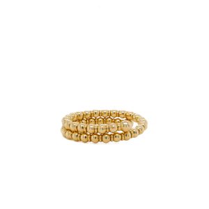 14k Yellow Gold Bead Textured Flex Wrap Ring
