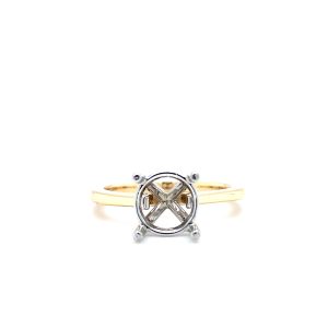 14k Two Tone Gold Solitaire Engagement Ring Mounting
