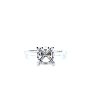 14k White Gold Solitaire Engagement Ring Mounting