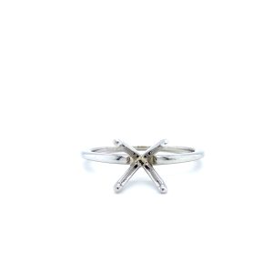 14k White Gold Solitaire Engagement Ring Mounting
