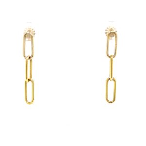 14k Yellow Gold Paper Clip Dangle Earrings