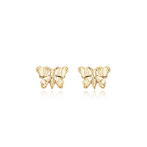14k Yellow Gold Butterfly Stud Earrings