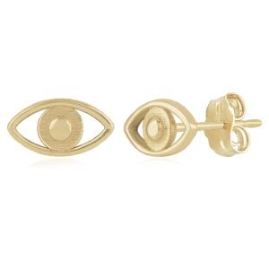 14k Yellow Gold Eveil Eye Stud Earrings