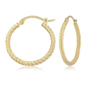14k Yellow Gold Twist Hoop Earrings