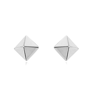 14k White Gold Pyramid Stud Earrings