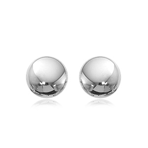 14k White Gold Flat Ball Stud Earrings