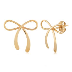 14k Yellow Gold Bow Stud Earrings